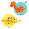 Boley Mini Dino Car 4 Piece Set - Friction Powered Small Dinosaur Cars in Bright Colors for Toddler Kids