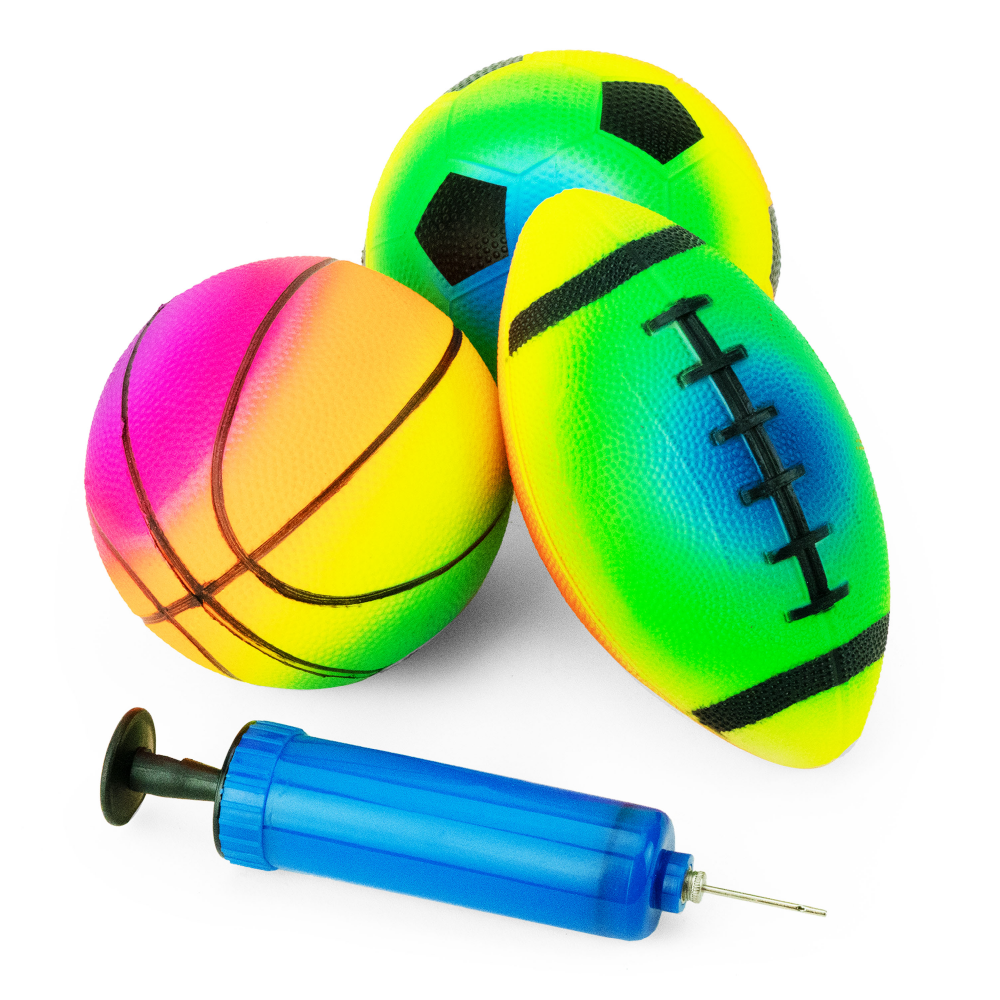 Rainbow Sports Balls With Pump