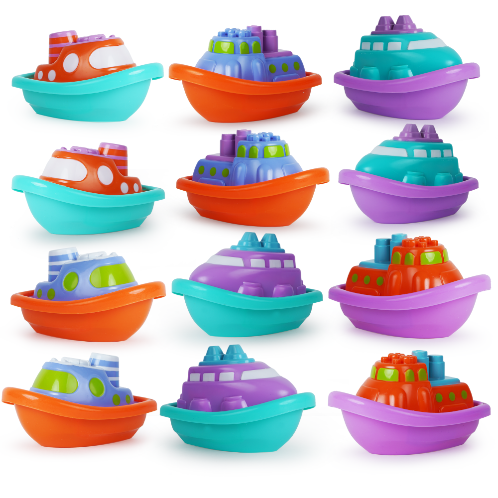 Boley Boats Bathtub & Pool Toys - 12 Pk Kids Bath Toys & Swimming