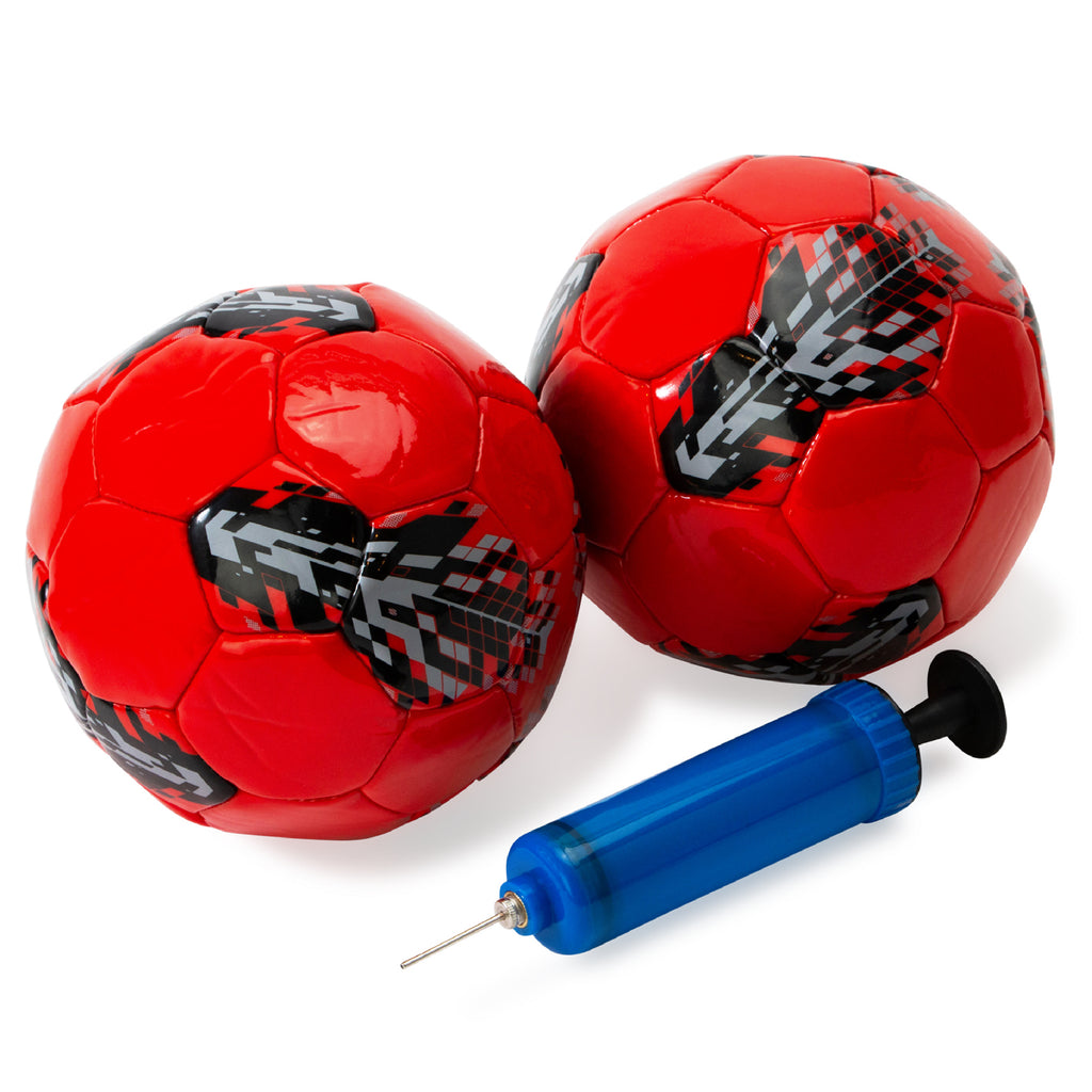 Red & Black Soccer Balls with Air Pump - 2 PK