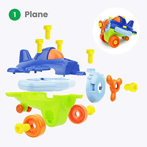 Boley Take Apart Vehicles STEM Toys - Race Car, Train & Airplane Building Kit - Toddler Learning Toys, Kids Educational Toys & Toy Cars Sets for Ages 3+