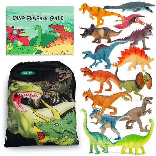 Boley 14 Pk Dinosaur Toys for Kids with Educational Pamphlet and